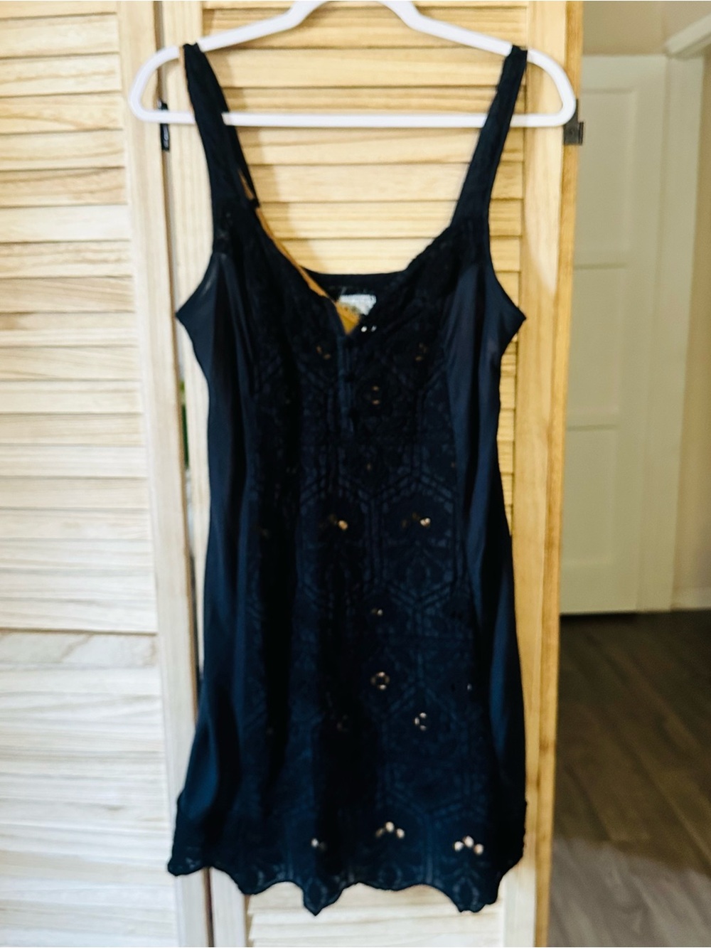 Burning Torch Black Lace Dress with Floral embroidered Detail